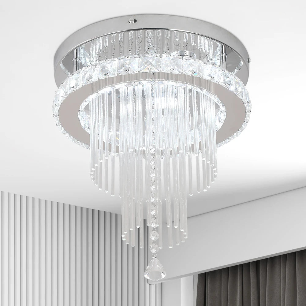 Deckrico Drop Crystal Pendant Light Chandelier For Living Room