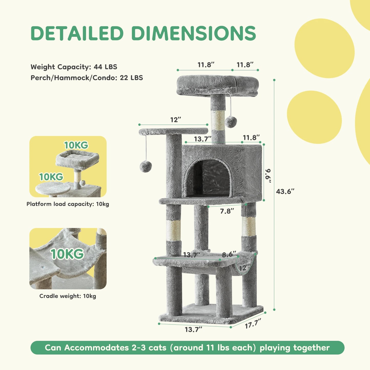 JHK Cat Tree Tower Indoor Multi-Cat Play and Scratching Posts