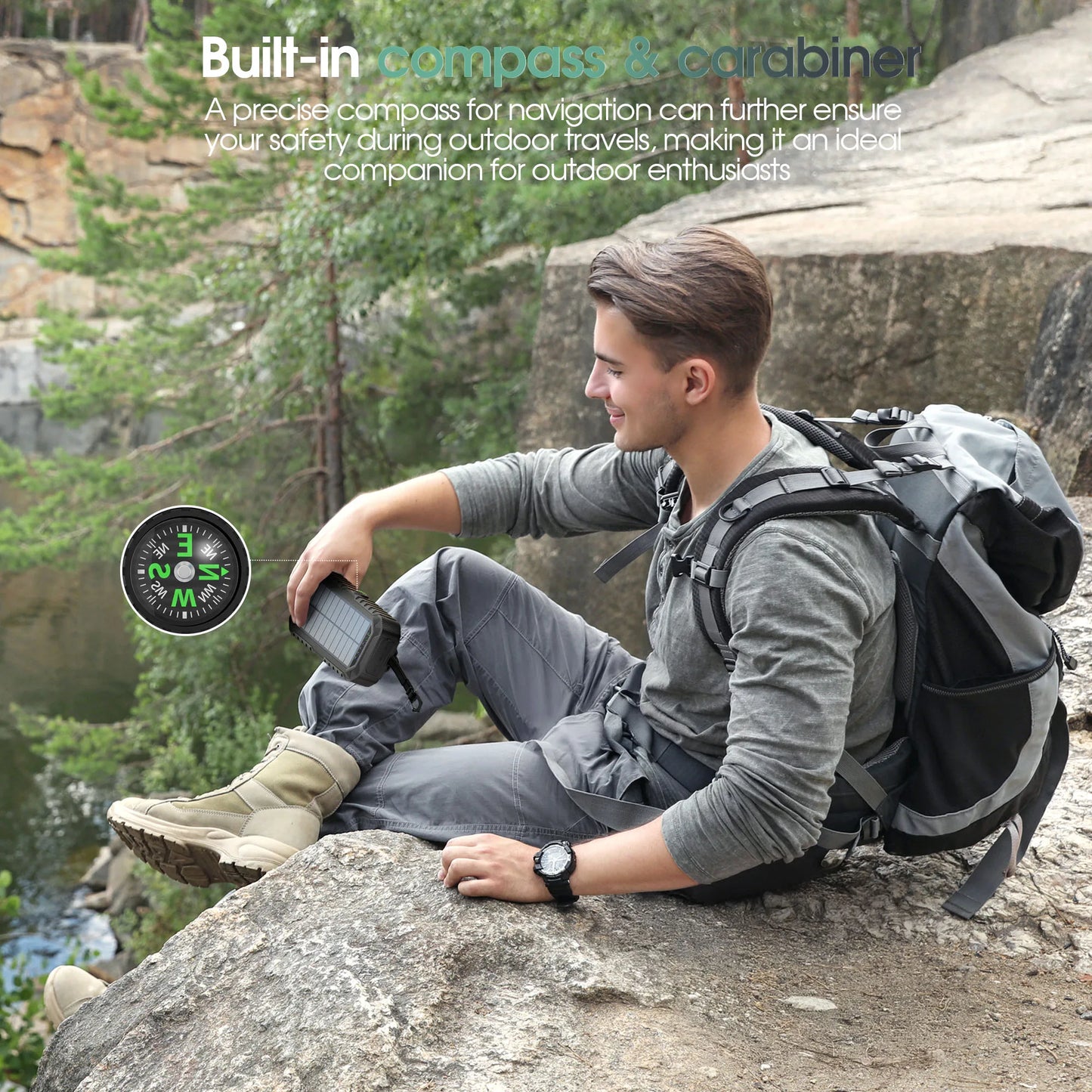 40000mAh Solar Power Bank With Hand Crank And Cables