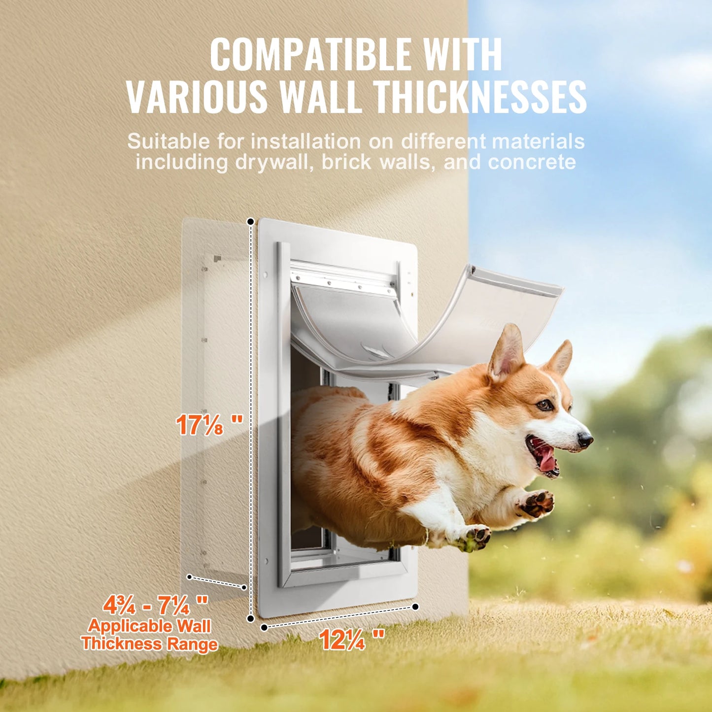 SucceBuy Pet Door With Lock And 3 Flap System Weatherproof