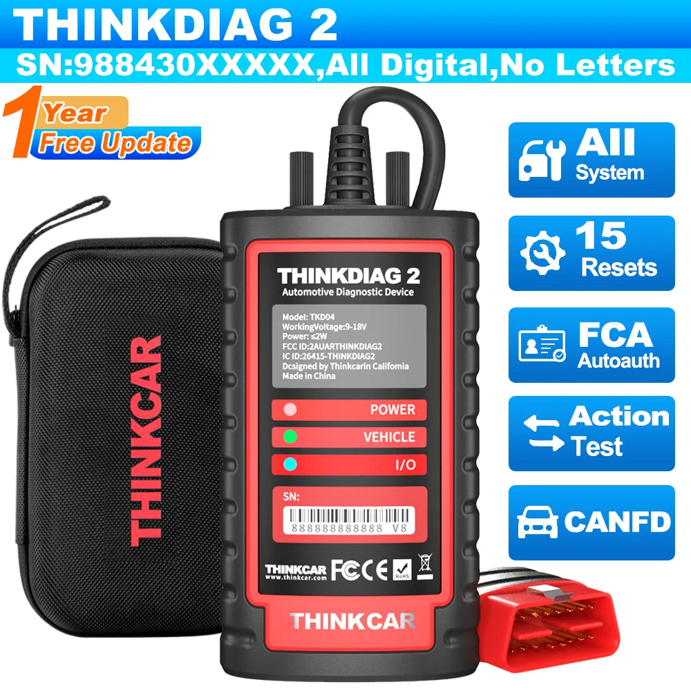 THINKCAR Thinkdiag 2 Ediag Plus Automotive Tool OBD2 Scanner CAN FD Bidirectional 15 Reset All System Diagnostic tool ECU Coding
