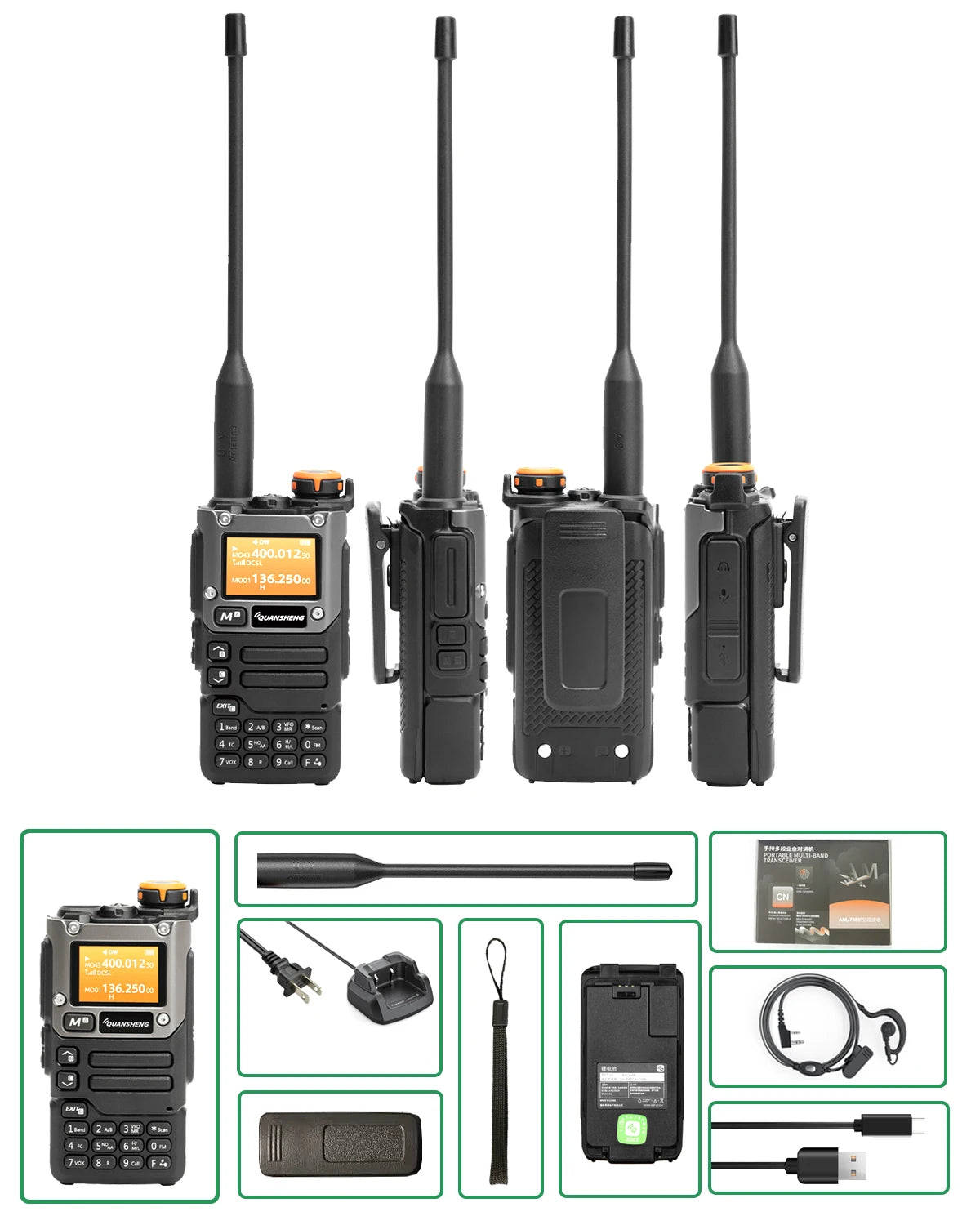 Quansheng UV-K6 Walkie Talkie 5W UHF VHF Radio Two Way