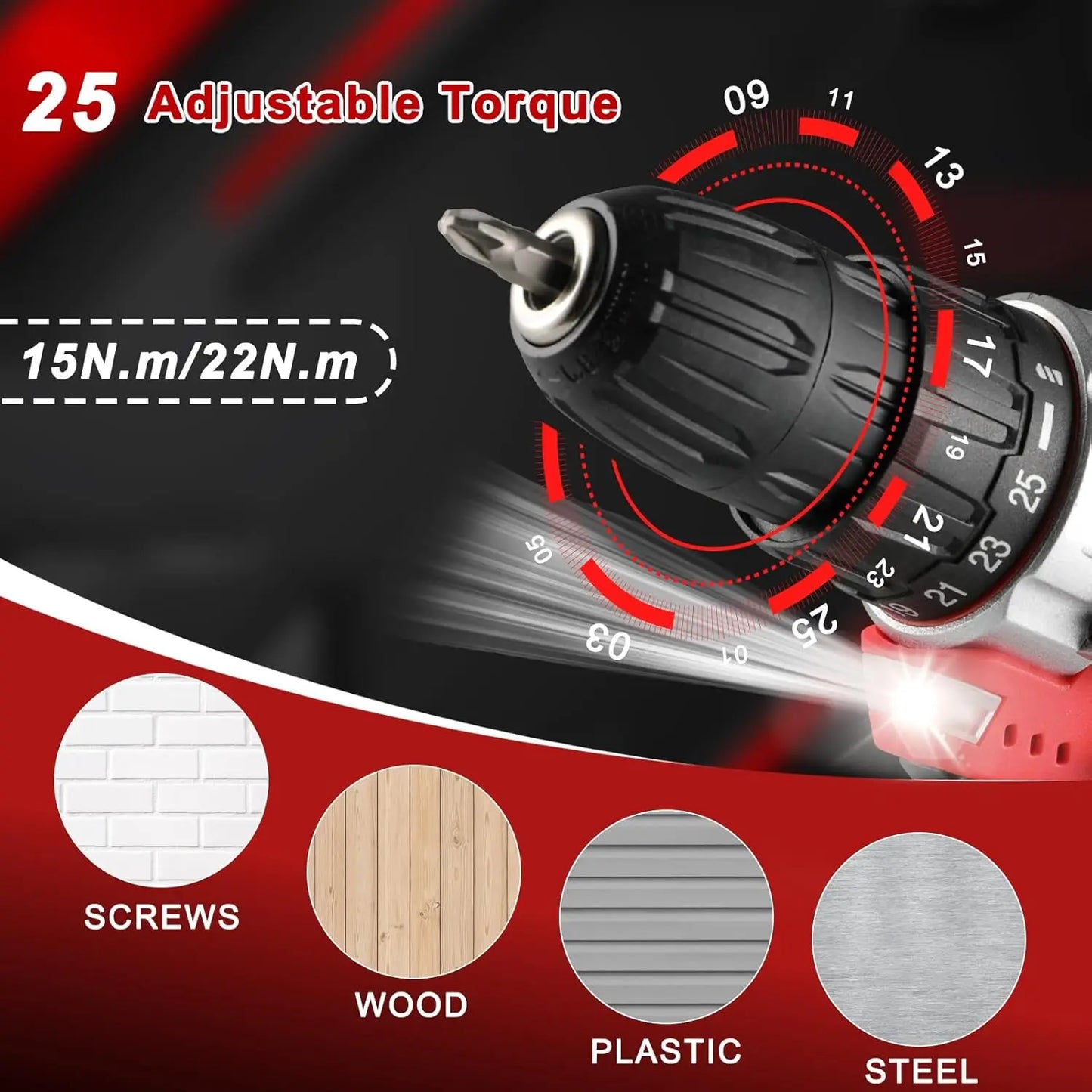 TLGREENDIY 138-Piece Power Tool Set With 12V Cordless Drill