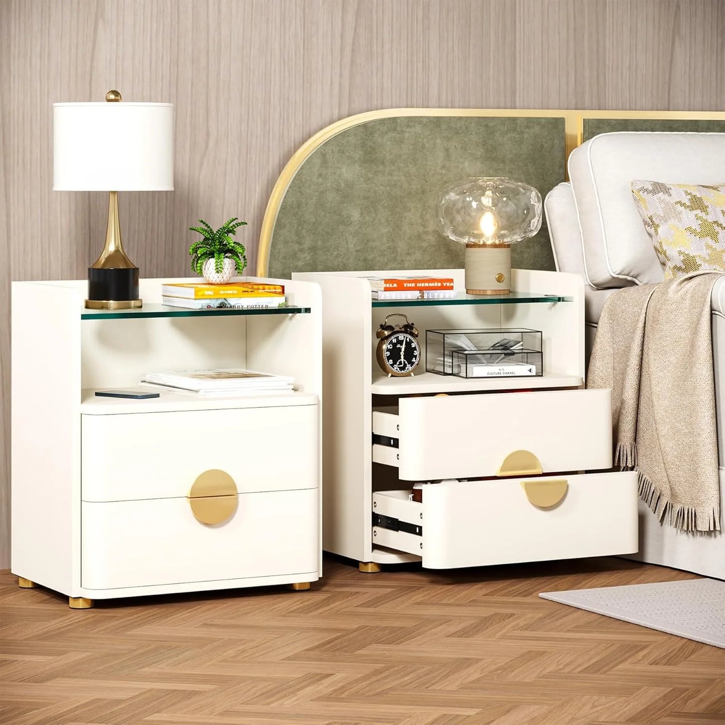 LITTLE TREE Nightstand With Drawers And Open Shelf