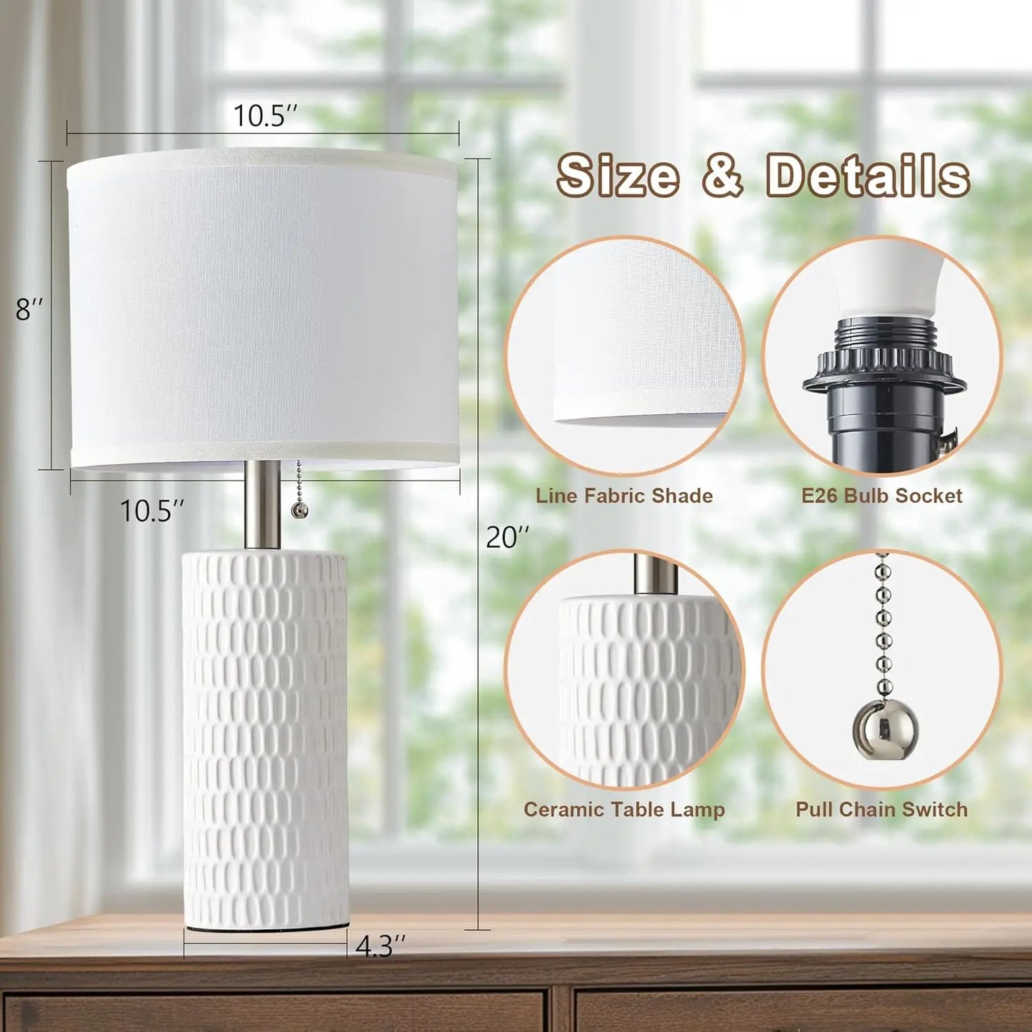 Modern Ceramic Table Lamps Set For Living Room And Bedroom