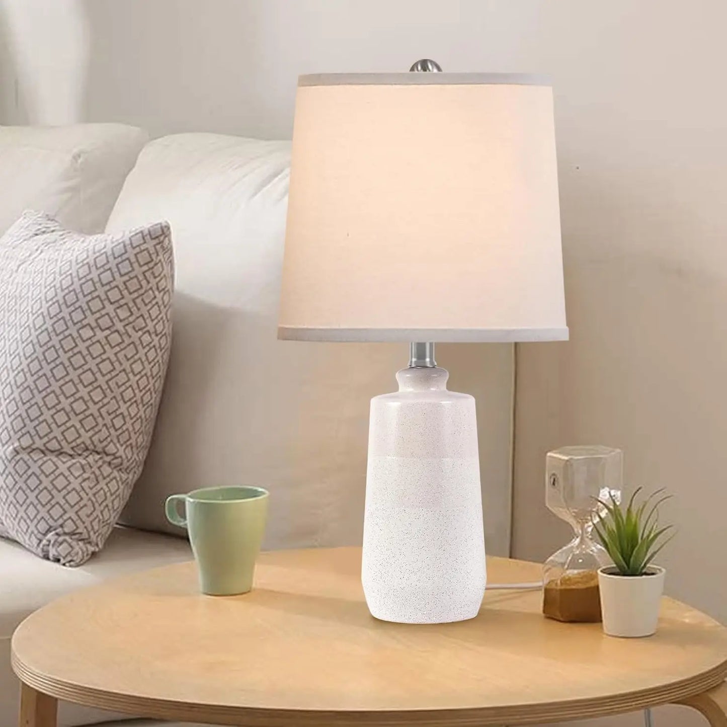 XMSJ Ceramic Table Lamps Set Of 2, Minimalist Matte Finish
