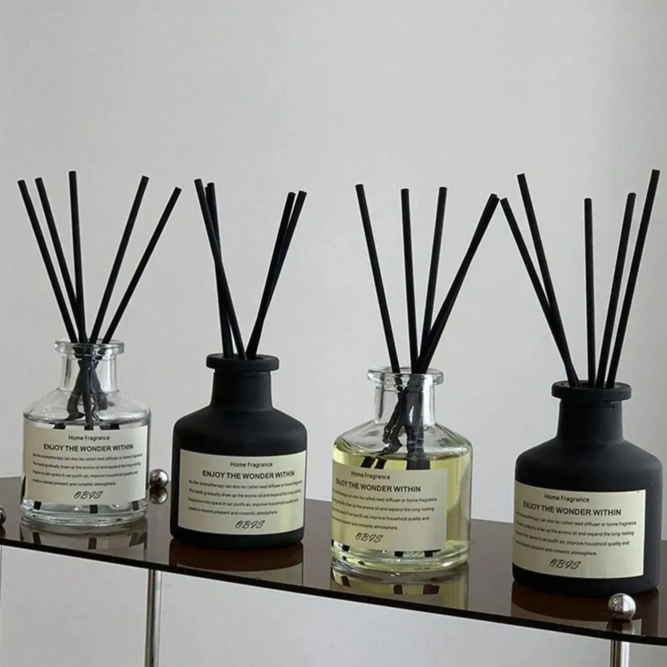 Flameless Reed Diffuser Freesia Jasmine Fragrance Oil Set