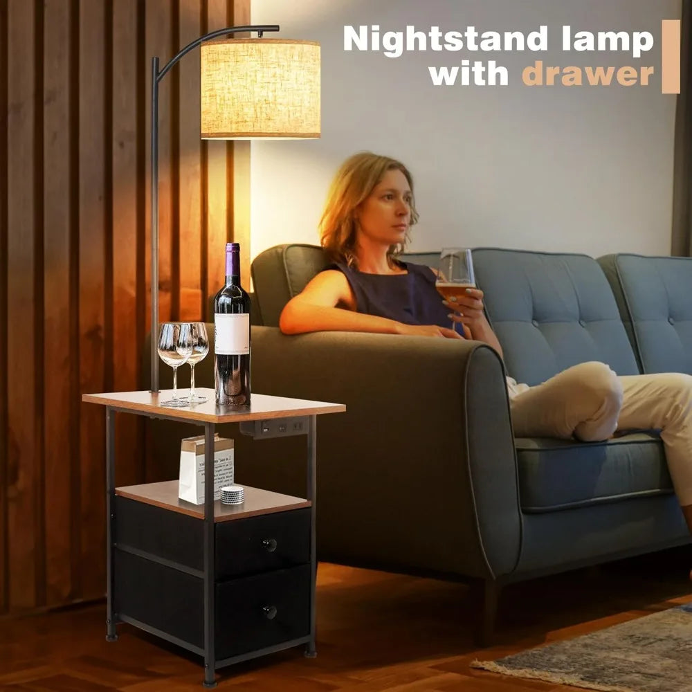 Floor Lamp With Table And Two Drawers Reading Lamp