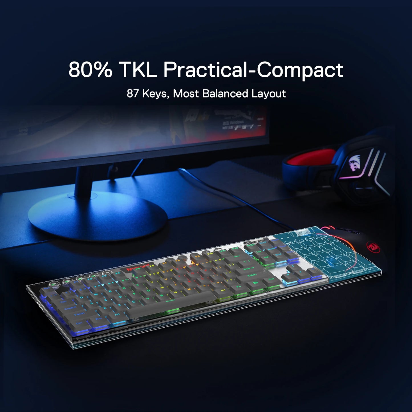 Redragon K621 Horus TKL Wireless RGB Low Profile Mechanical Keyboard