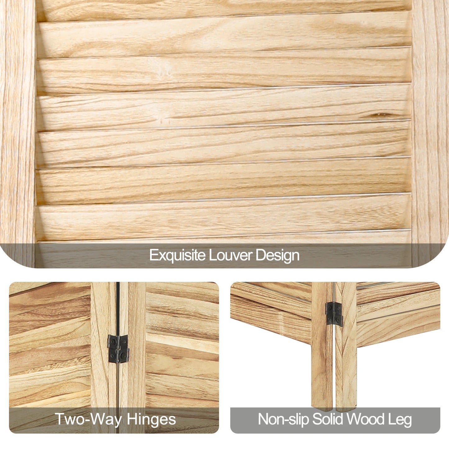 Wood Room Divider Screen Folding Privacy Freestanding Louvered Divider