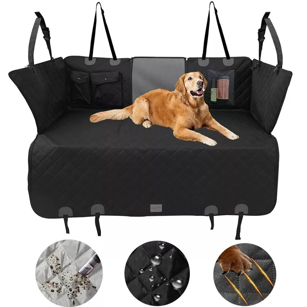 Waterproof Back Seat Extender Dog Car Seat Cover With Mesh Window Storage Pocket