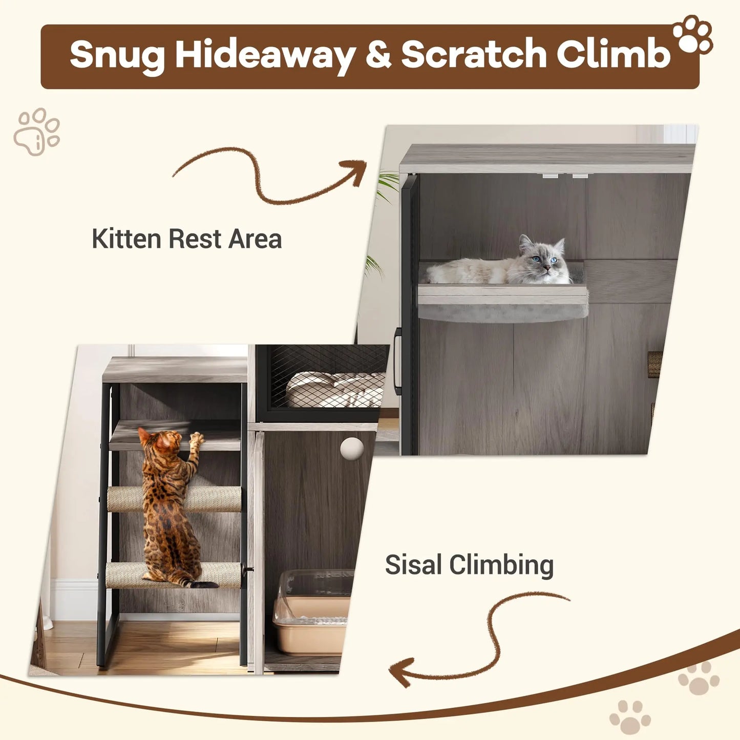 HiMISSCN Cat Litter Box Furniture Enclosed With Doors Odor Control