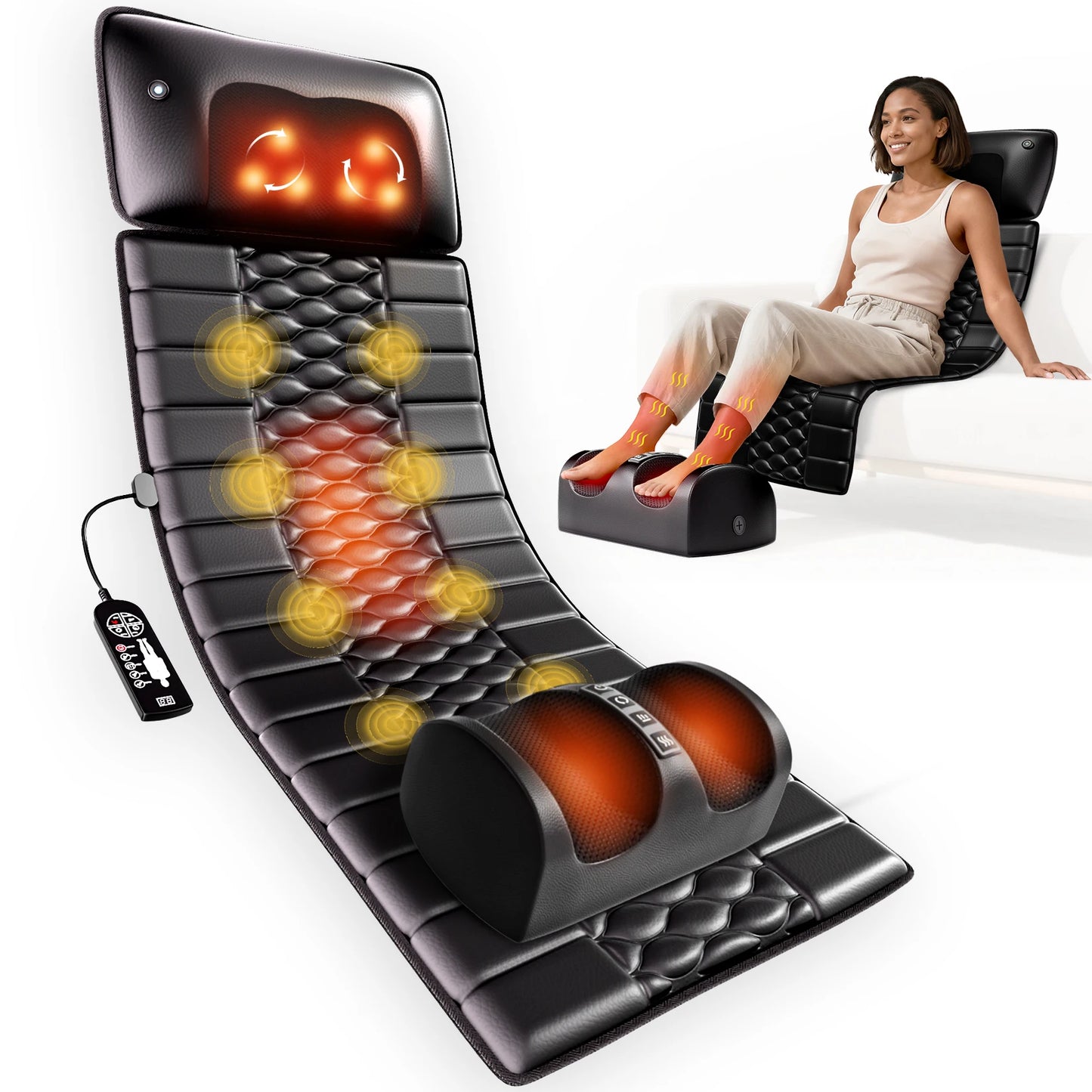 HIMOUTA Shiatsu Full Body Massage Mat With Heat Detachable Pad