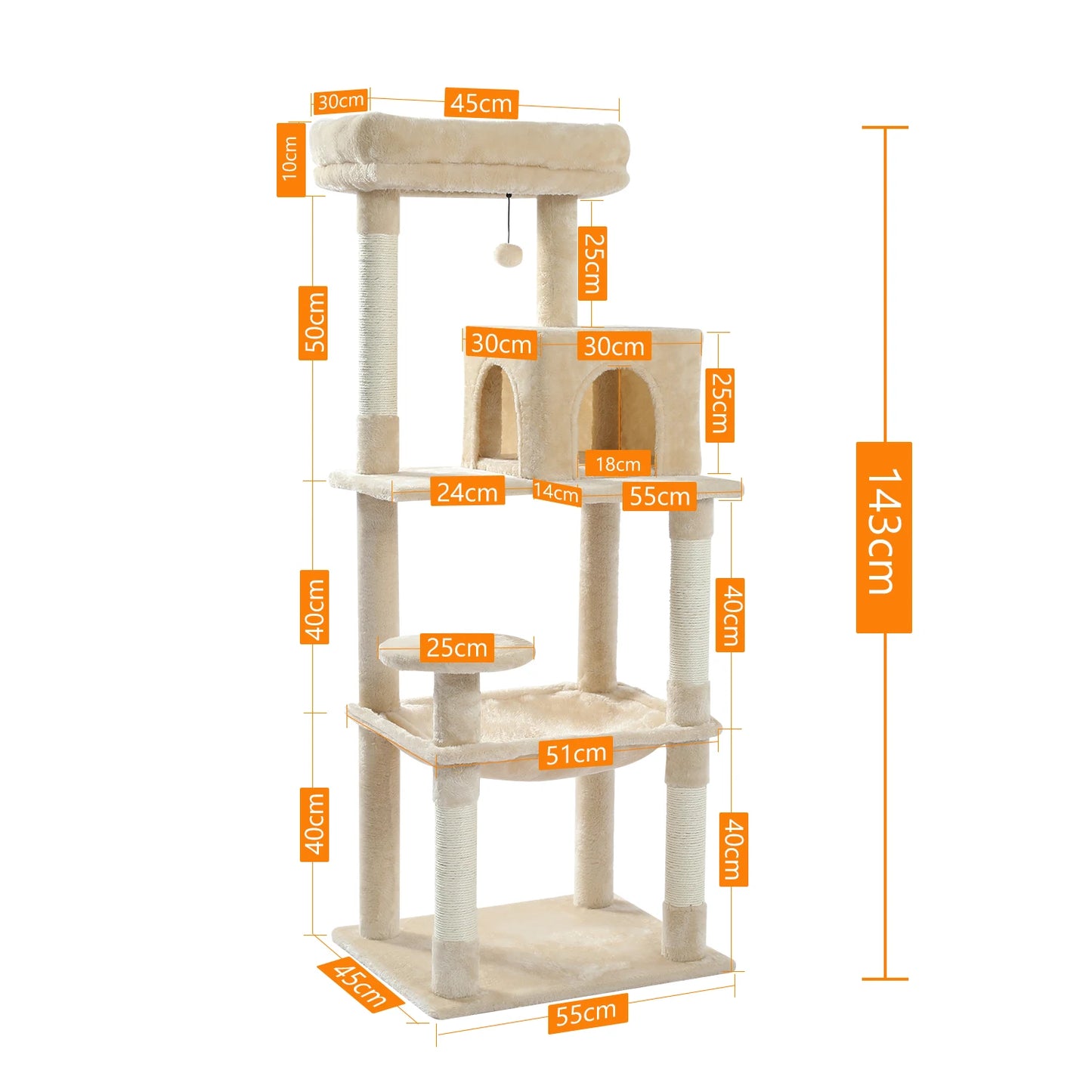 PAWZ Road Five Level Cat Tree Indoor Cat Tower Sturdy