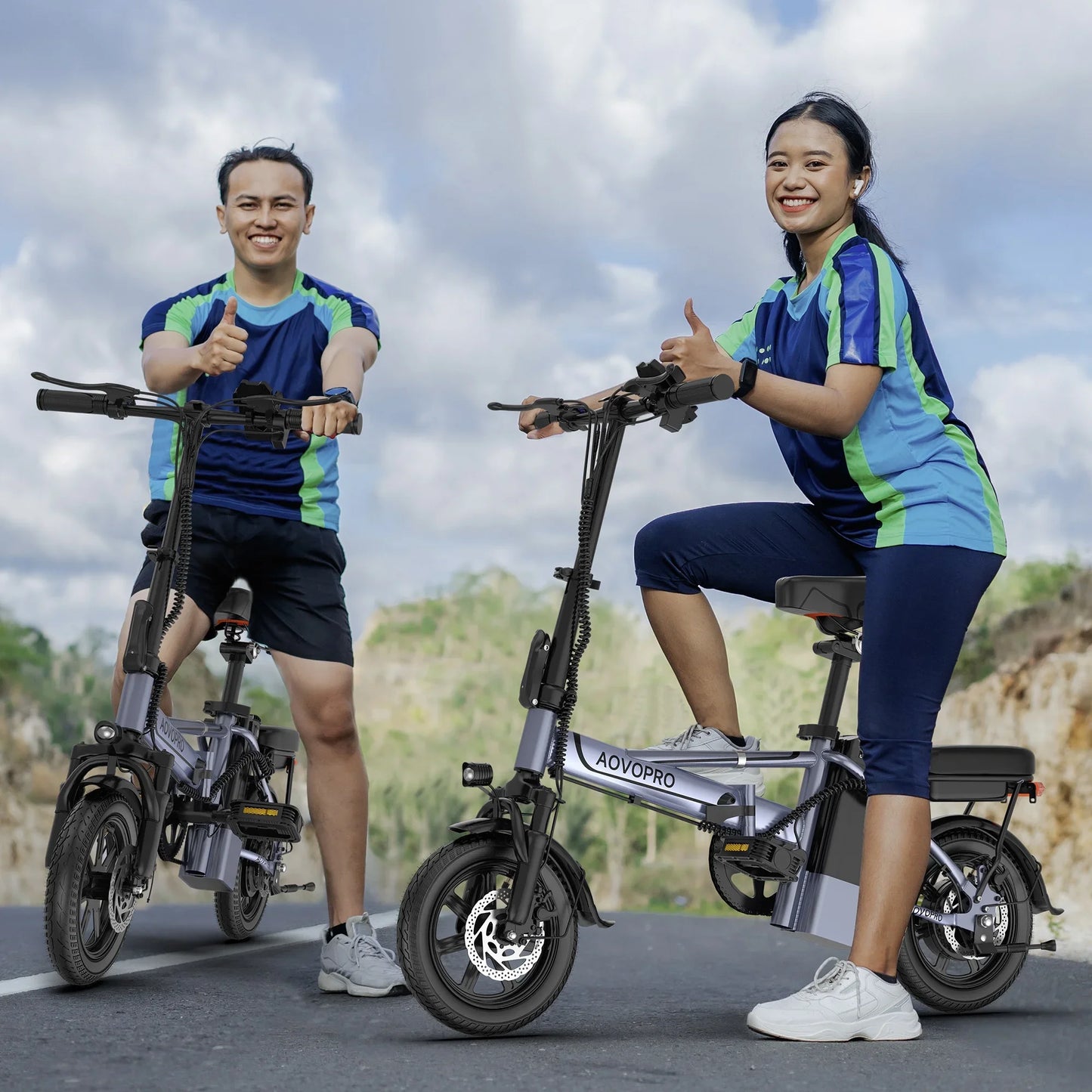 AOVOPRO EB60 Foldable Electric Bike Dual Seat 500W 48V