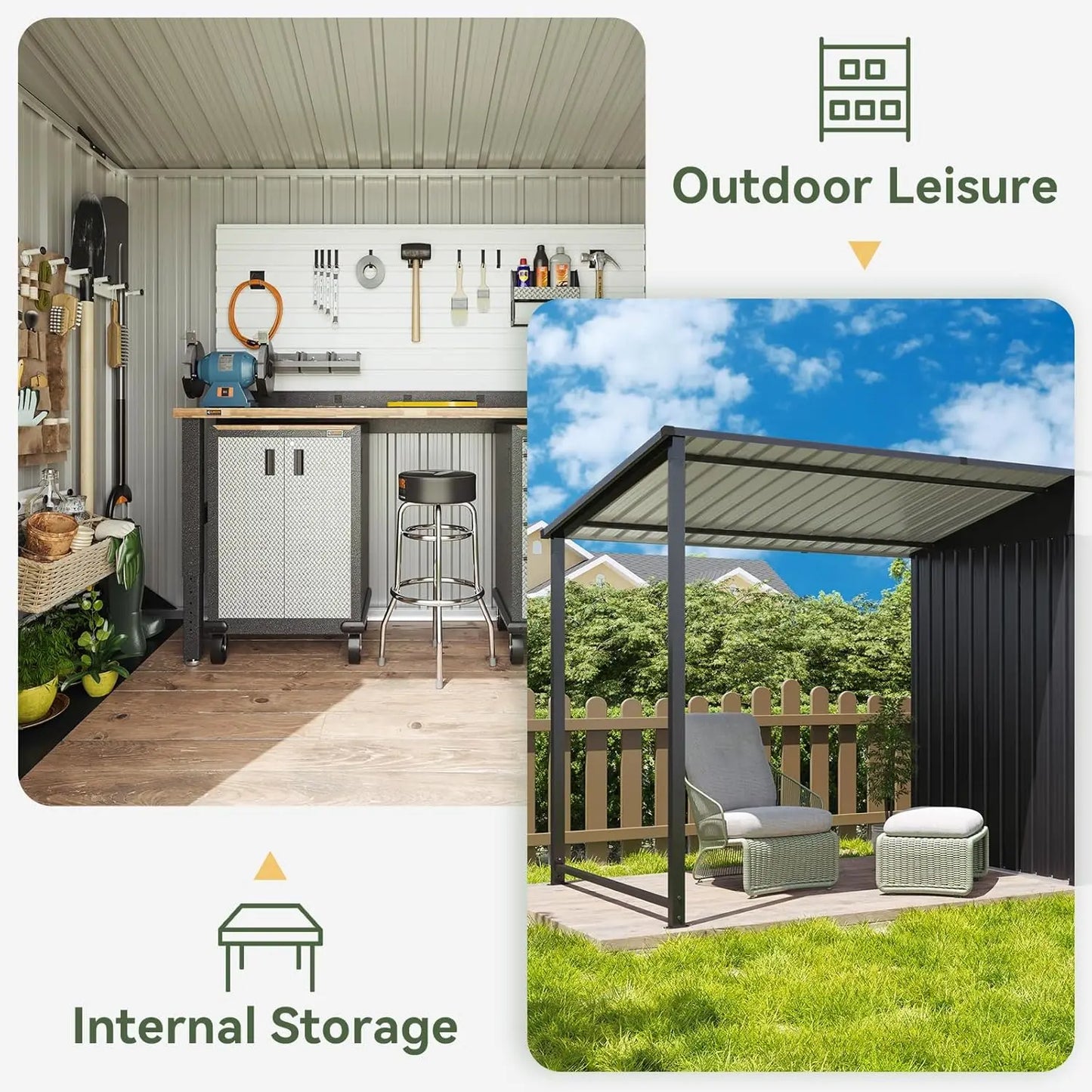 Outdoor Storage Shed and Gazebo Combo with Durable Plastic Frame
