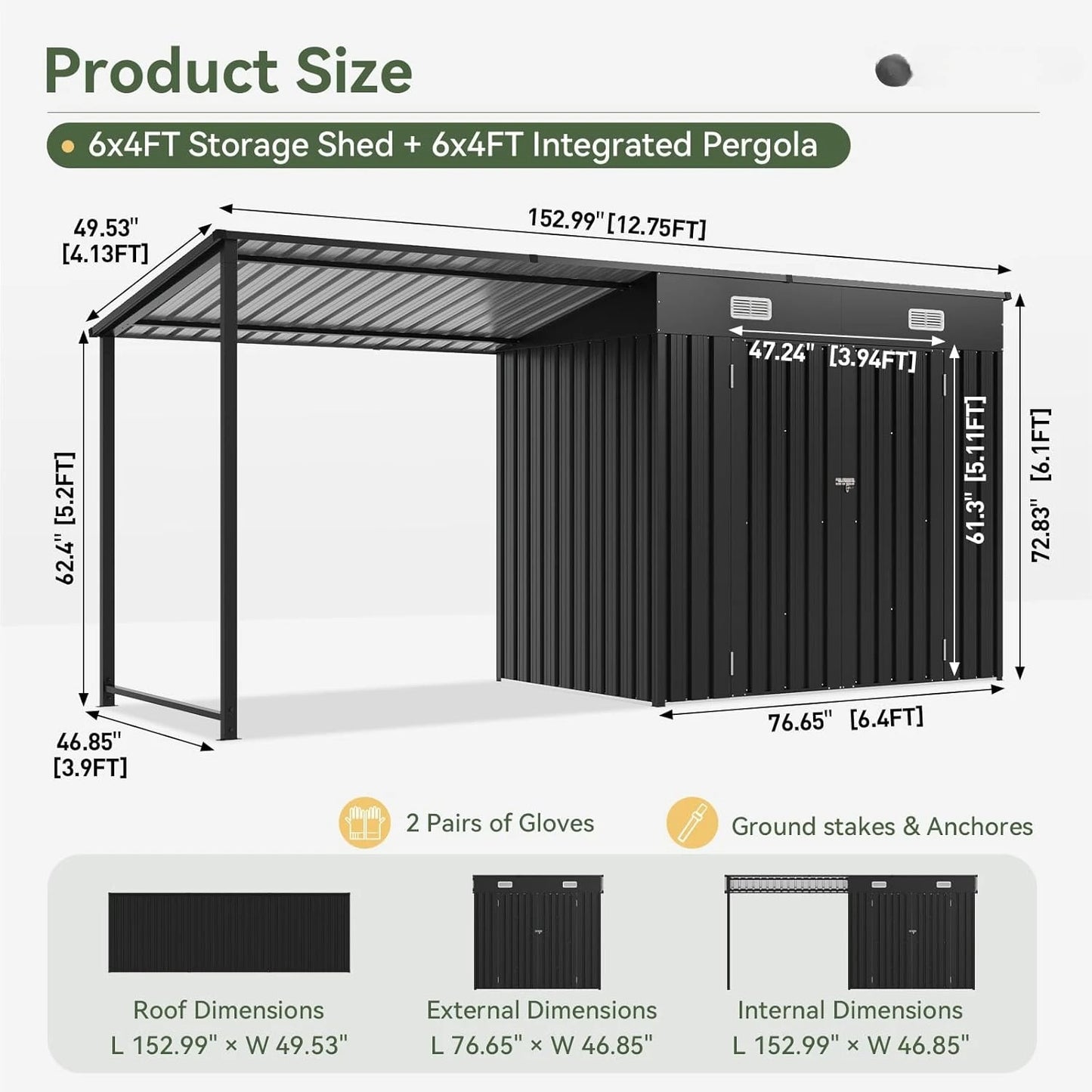 Outdoor Storage Shed and Gazebo Combo with Durable Plastic Frame