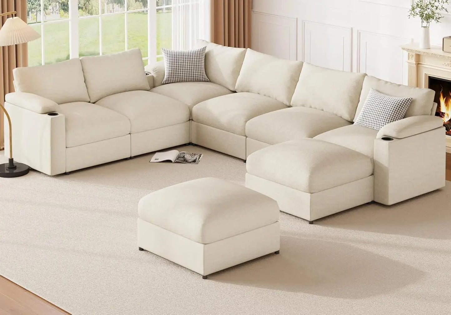 Velvet Modular Sectional Sofa U Shaped Sleeper Couch Living Room
