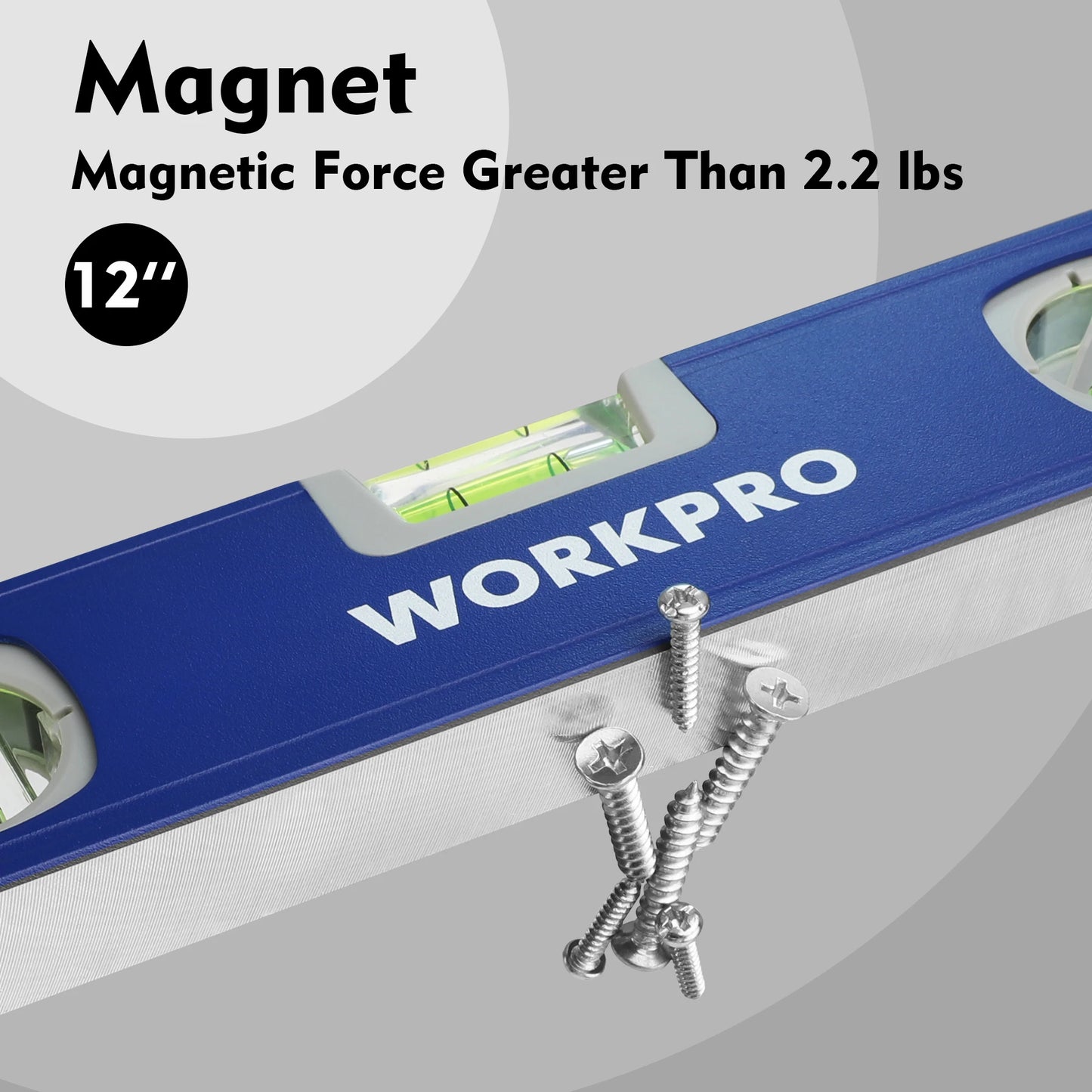 WORKPRO 3 Piece Spirit Level Set Magnetic Torpedo Level