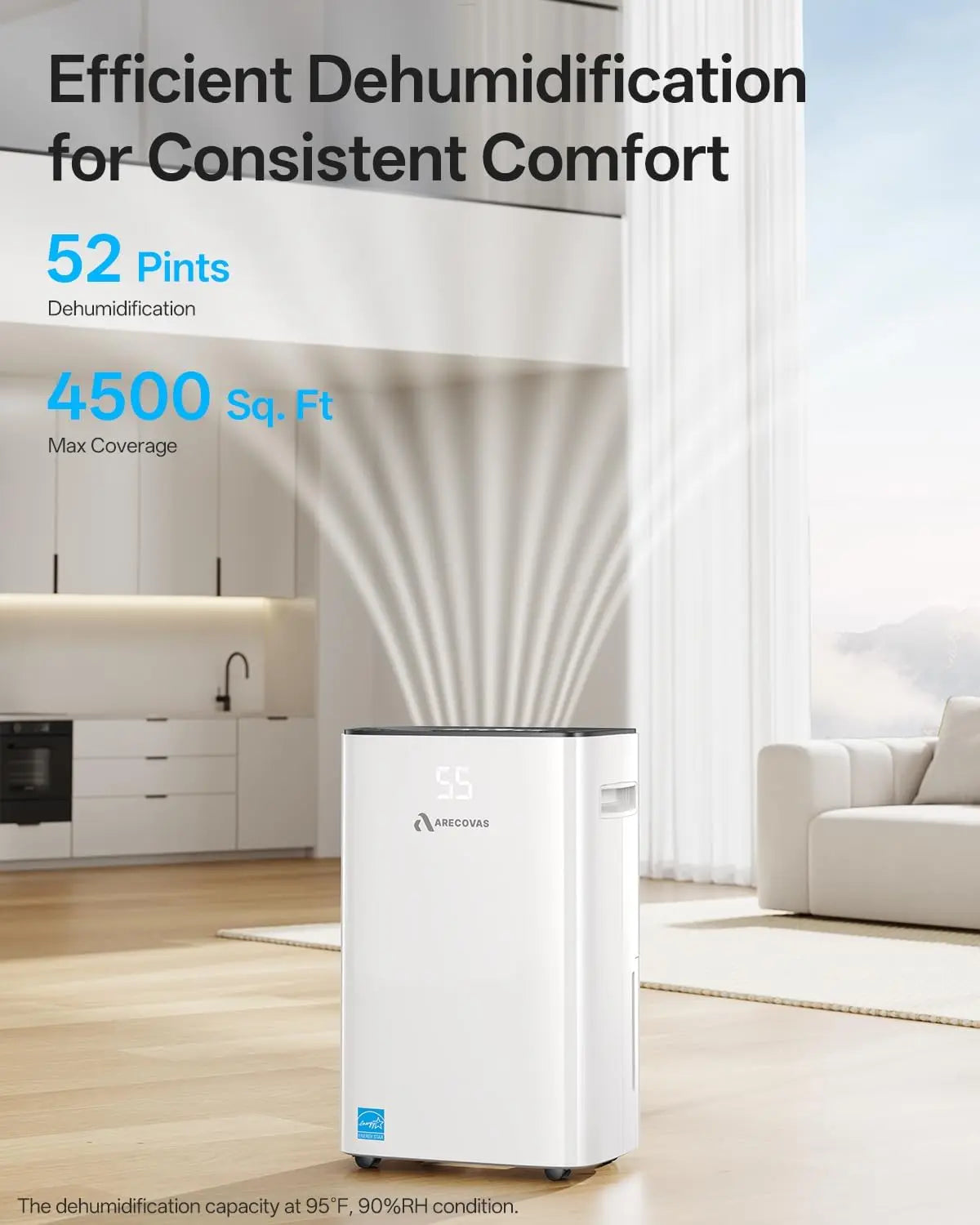 XMSJ Dehumidifier Basements And Large Rooms With Drain
