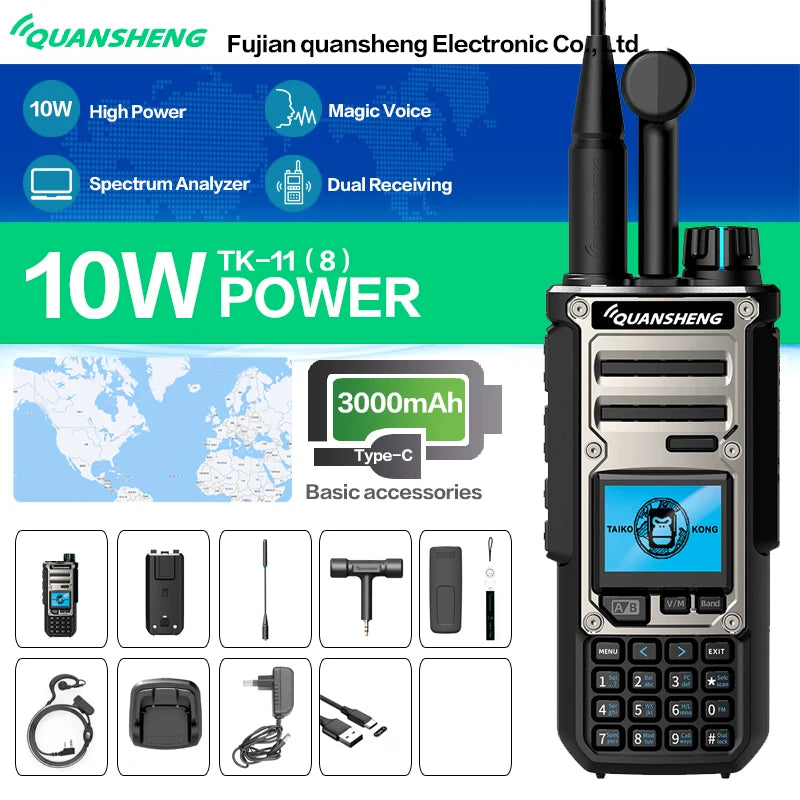 Quan Sheng TK11 Dual Band Radio 10W NOAA Alarm Portable