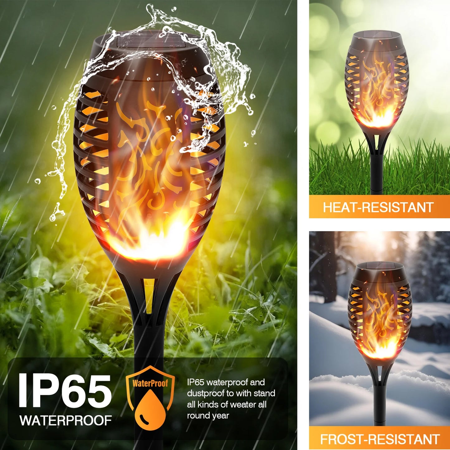 Outdoor Solar LED Flickering Flame Torch Lights Waterproof Garden Path
